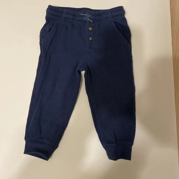 Carter's Boys Pull-On Waffle Knit Pants Navy Blue 18M Toddler Pockets - Picture 1 of 5